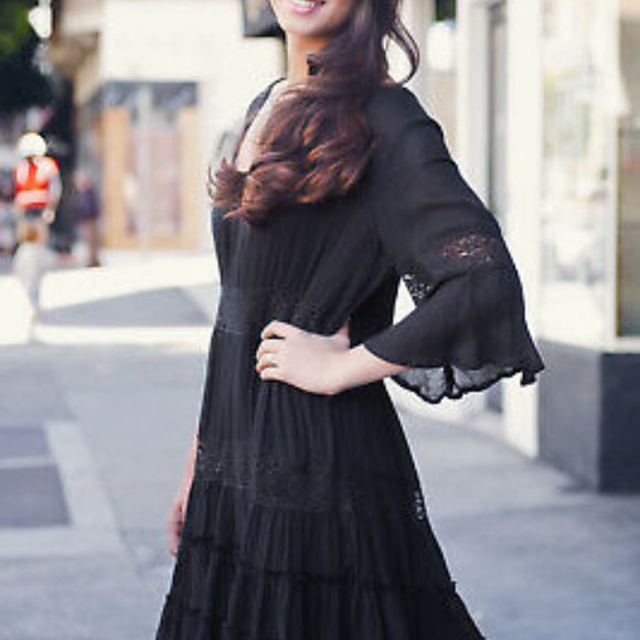 FREE PEOPLE - Daisy Lace Dream Cloud Dress - Black - Picture 3 of 5